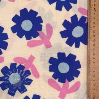 Tetra Tkanina/Muslin Flowers blue by JENNIFER BOURON ORGANIC
