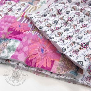 Tetra Tkanina/Muslin STEPPED Flowers light pink digital print