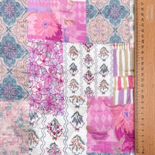 Tetra Tkanina/Muslin STEPPED Flowers light pink digital print