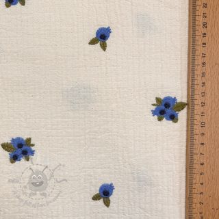 Tetra Tkanina/Muslin EMBROIDERY STRIPED Fruit natural