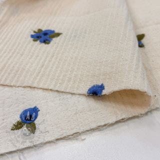 Tetra Tkanina/Muslin EMBROIDERY STRIPED Fruit natural