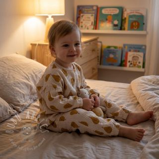 Tetra Tkanina/Muslin Pears ochre by JENNIFER BOURON ORGANIC