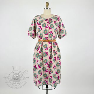 Tetra Tkanina/Muslin Flowers green by JENNIFER BOURON ORGANIC