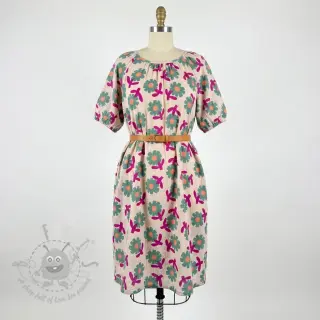 Tetra Tkanina/Muslin Flowers green by JENNIFER BOURON ORGANIC