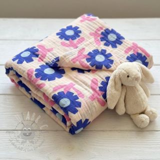 Tetra Tkanina/Muslin Flowers blue by JENNIFER BOURON ORGANIC