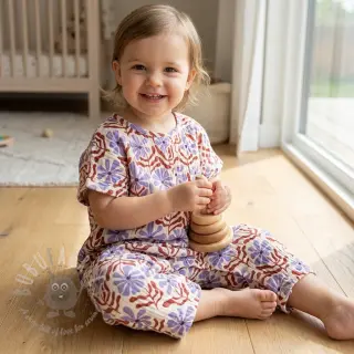 Tetra Tkanina/Muslin STEPPED Flowers natural