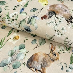 Dekorativna tkanina Happy spring scene digital print