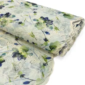 Pamučna tkanina s mješavinom EMBROIDERY Rose green