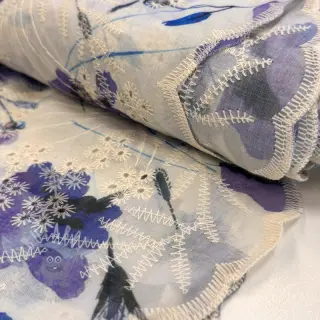 Pamučna tkanina s mješavinom EMBROIDERY Rose blue