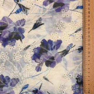 Pamučna tkanina s mješavinom EMBROIDERY Rose blue