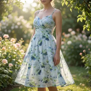 Pamučna tkanina s mješavinom EMBROIDERY Rose green