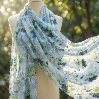 Pamučna tkanina s mješavinom EMBROIDERY Rose green