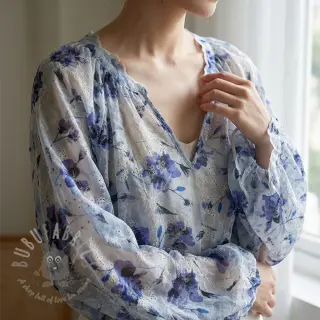 Pamučna tkanina s mješavinom EMBROIDERY Rose blue