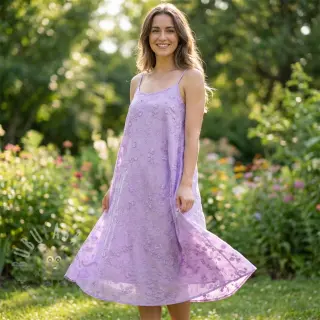 Pamuk EMBROIDERY Catchy leaves purple