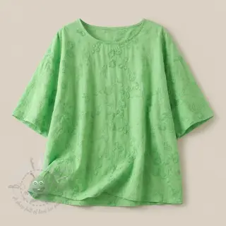 Pamuk EMBROIDERY Catchy leaves green