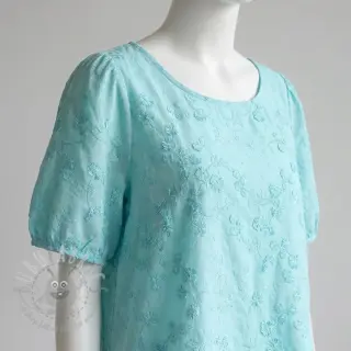 Pamuk EMBROIDERY Catchy leaves aqua