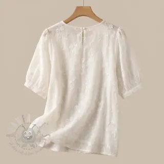 Pamuk EMBROIDERY Catchy leaves off white