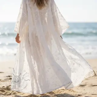 Pamuk EMBROIDERY Catchy leaves off white