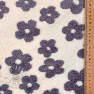 Tkanina za kapute TEDDY Flower power lavender