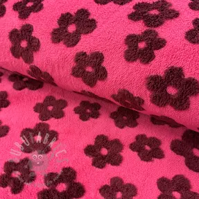 Tkanina za kapute TEDDY Flower power bordeaux