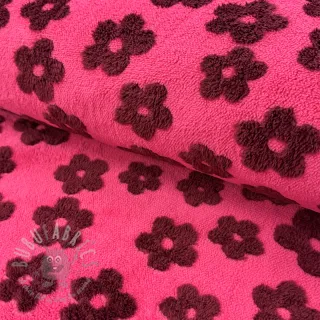 Tkanina za kapute TEDDY Flower power bordeaux