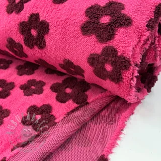 Tkanina za kapute TEDDY Flower power bordeaux