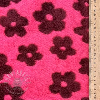 Tkanina za kapute TEDDY Flower power bordeaux
