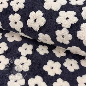 Tkanina za kapute TEDDY Flower power off white