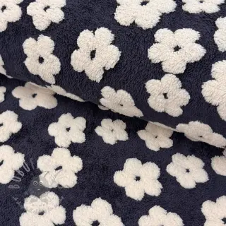 Tkanina za kapute TEDDY Flower power off white