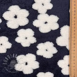 Tkanina za kapute TEDDY Flower power off white