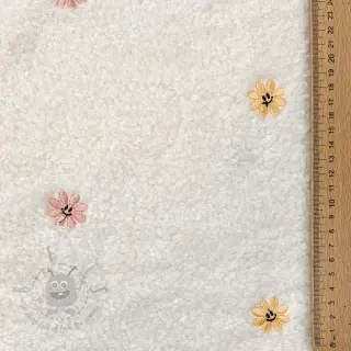 Tkanina za kapute TEDDY EMBROIDERY Smiley flowers yellow