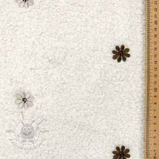 Tkanina za kapute TEDDY EMBROIDERY Smiley flowers choco