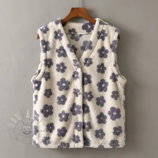 Tkanina za kapute TEDDY Flower power lavender