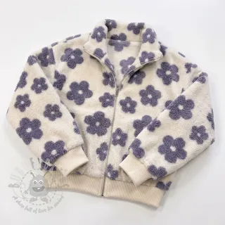 Tkanina za kapute TEDDY Flower power lavender