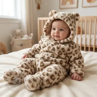 Tkanina za kapute TEDDY Panthera light brown