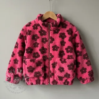 Tkanina za kapute TEDDY Flower power bordeaux
