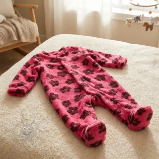 Tkanina za kapute TEDDY Flower power bordeaux