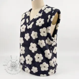 Tkanina za kapute TEDDY Flower power off white