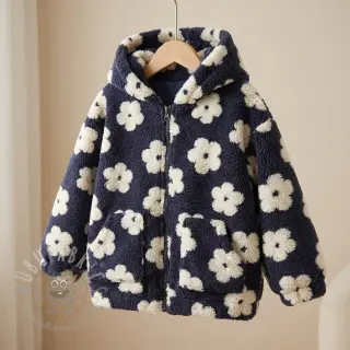 Tkanina za kapute TEDDY Flower power off white