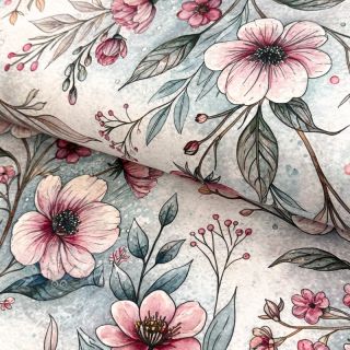 Jersey VISCOSE LYCRA HEAVY Classic flowers design D