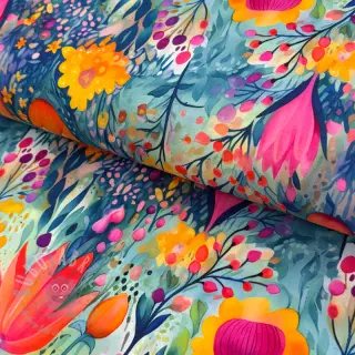 Jersey VISCOSE LYCRA HEAVY Tulips design E