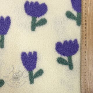 Tkanina za kapute TEDDY JACQUARD Tulips off white