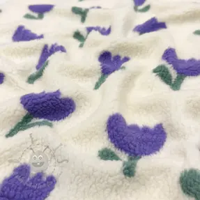 Tkanina za kapute TEDDY JACQUARD Tulips off white