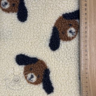 Tkanina za kapute TEDDY JACQUARD Dogs brown