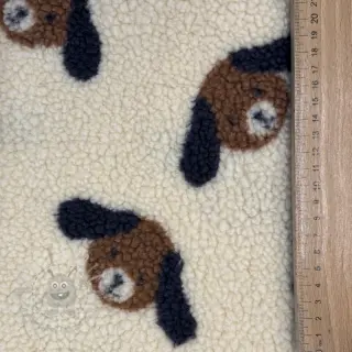 Tkanina za kapute TEDDY JACQUARD Dogs brown