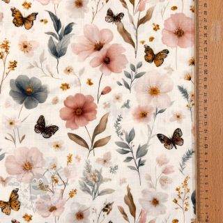 Viskoza s lanom Flower sea design D