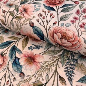 Viskoza s lanom Floral design D