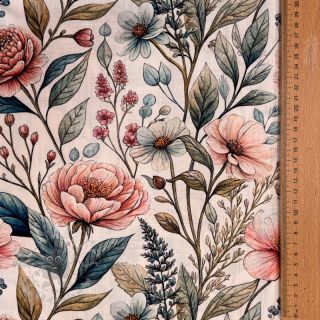 Viskoza s lanom Floral design D