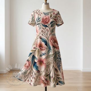 Viskoza s lanom Floral design D