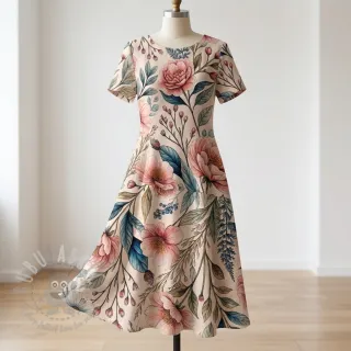 Viskoza s lanom Floral design D